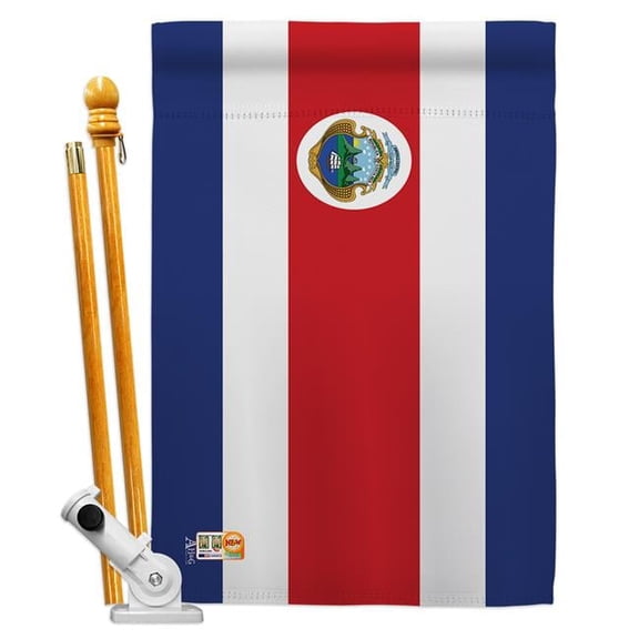 Americana Home & Garden AA-CY-HS-140060-IP-BO-D-US18-AG 28 x 40 in. Costa Rica Flags of the World Nationality Impressions Decorative Vertical Double Sided House Flag Set & Pole Bracket Hardware Flag S