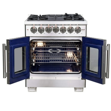 Forno Appliances - Capriasca 4.32 Cu. Ft. Freestanding Dual Fuel Range with French Doors and Convection Oven - Stainless Steel