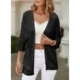 thumbnail image 3 of QWZNDZGR Cardigan Sweaters for Women Lightweight 3/4 Sleeve Cover Up Open Front Summer Cropped Crochet Cardigans Sweater, 3 of 6