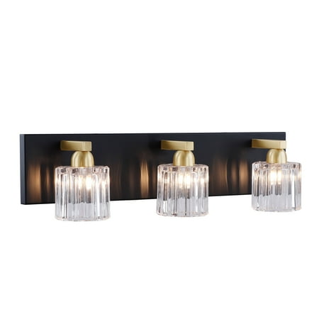 

Aspen Creative 62323 Bathroom Vanity 3 Lights Fixture 22 W x 5-5/8 H x 5-1/4 E Matte Black & Warm Brass Finish Bulb Not Included