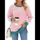 thumbnail image 1 of Sudadera Oversize para Mujer, Verano 2025, Cuello Redondo, Rayas, Larga, Aberturas Laterales, Sudaderas con Capucha Y2K Rosa y XXL, 1 of 10
