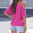 thumbnail image 2 of Womens Fashion Summer Tops Solid Color Casual One Shoulder Strap Short Sleeve Blouses for Women Trendy, 2 of 6