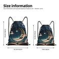 thumbnail image 2 of Disketp Artistic Starry Sky Moon Book Drawstring Backpack Drawstring Gym Bags Draw String Bags for Sports, Gym, Travel, Swimming, Beach-Medium, 2 of 6