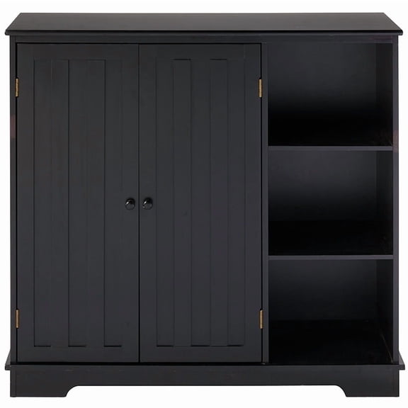 Beadboard Storage Cabinet with 3 Shelves and Cupboard