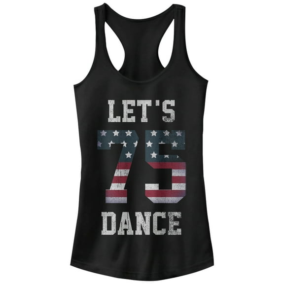 Junior's Lost Gods Let's Dance 75 American Flag Racerback Tank Top Black X Large