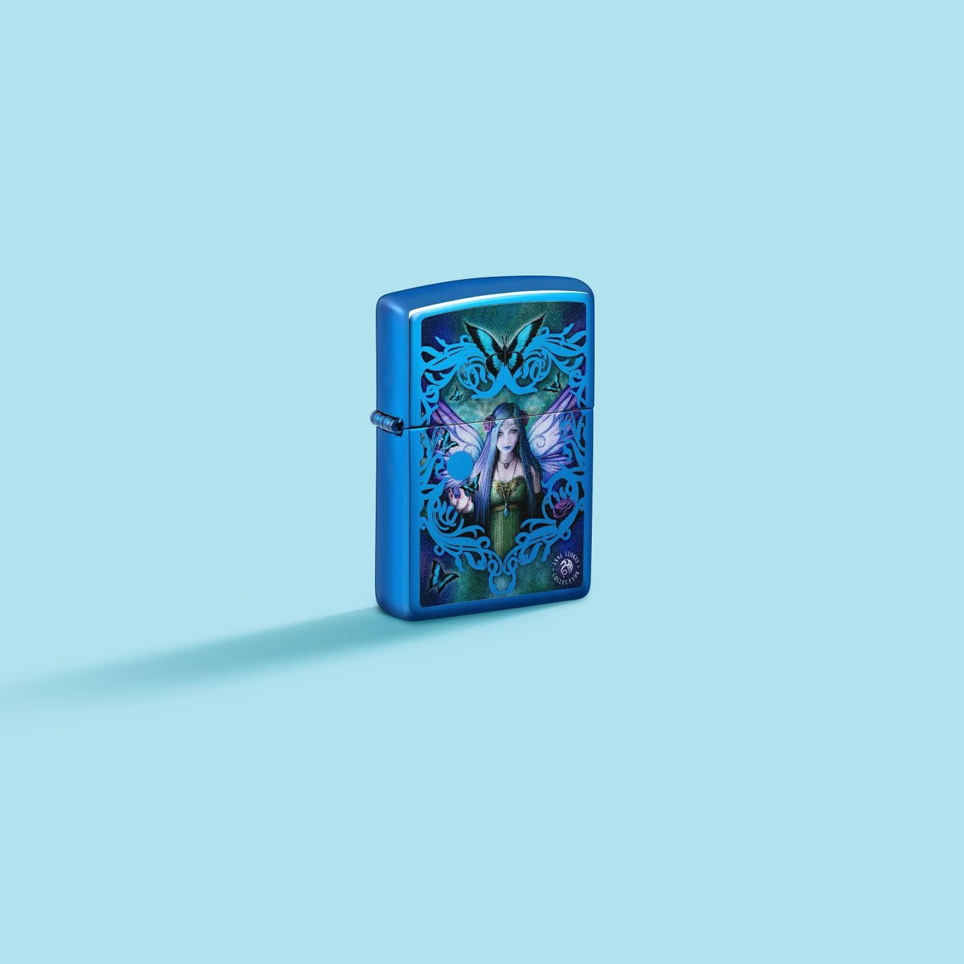Zippo Lighter - Customized Message on Mystic Aura Fairy - High Polish Blue 48985