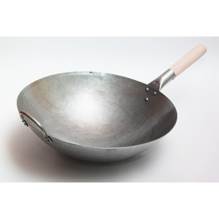 12 inch Carbon Steel Craft Wok with Wooden and Steel Helper Handle (Ro