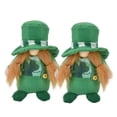 thumbnail image 1 of Muñeca de gnomos, bonito sombrero verde hecho a mano, decoración del día de San Patricio sin rostro para habitación, sofá y mesa (muñeca de mujer), 2 uds., 1 of 5