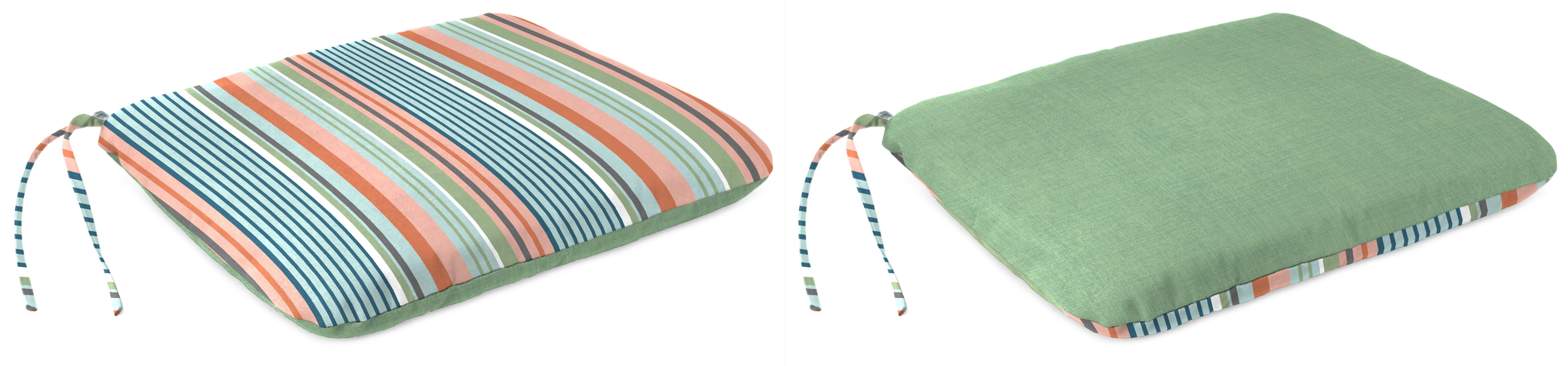 Mainstays Multi Stripe Reverse to Sage Green Universal Seat Pad Set