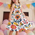 thumbnail image 2 of XUNKUSGA Girls Summer Dresses Casual Floral Boho Square Neck Midi Dress Spaghetti Straps Floral Tiered Sundress Smocked Shirred Party Dress 2-12 Years, 2 of 6