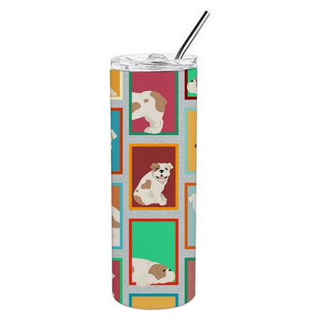 

Lots of Piebald English Bulldog Stainless Steel 20 oz Skinny Tumbler 3 in x 8.25 in