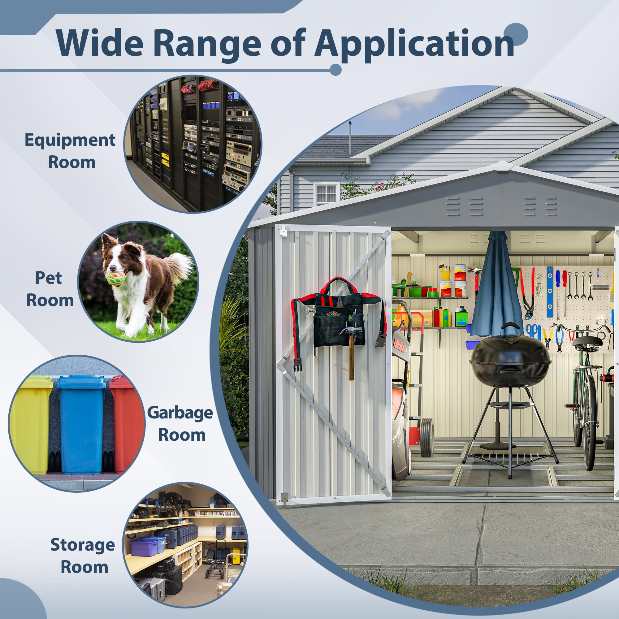 LIVIVOX 10X8 FT Outdoor Tool Storage Shed with Metal Foundation & Lockable Doors, All Weather Metal Sheds for Garden, Patio, Backyard, Lawn, Gray