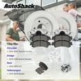 thumbnail image 3 of AutoShack Rear Solid Coated Brake Rotors + Premium Ceramic Pads + Calipers 8-PC Brake Kit Replacement for 2012-2016 Dodge Grand Caravan 2012-2016 Chrysler Town & Country ArmorStop 12" (304.9 mm), 3 of 5