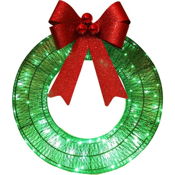 Metal Christmas Wreath Light Up Artificial Door Wreath LED Lights Christmas Wreath With Warm Lights Christmas Wreath