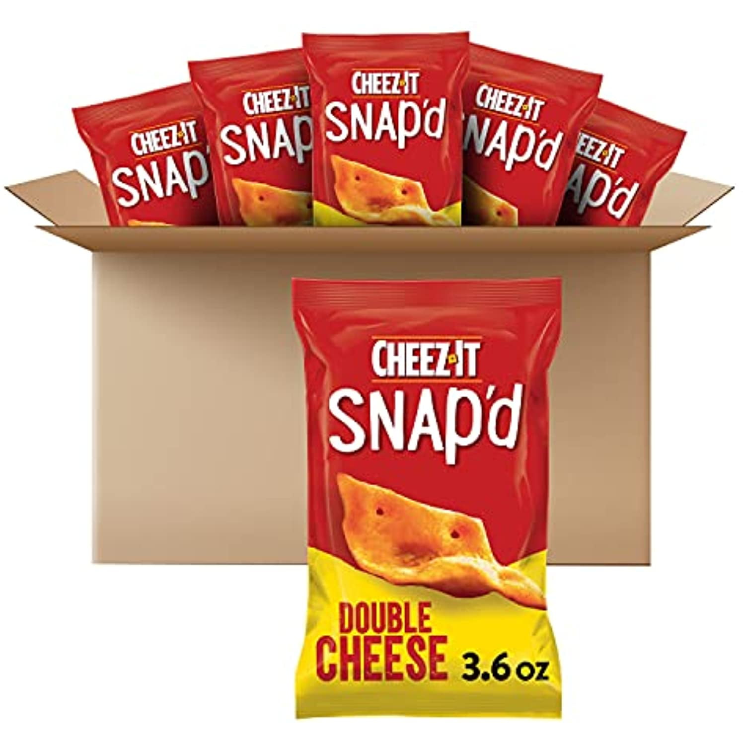 Cheez-It Snapd, Cheesy Baked Snacks, Double Cheese, 3.6Oz Pouch(Pack Of 6)