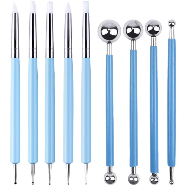 Herramienta de cerámica, kit de cerámica de 9 piezas, herramientas de modelado para esculpir, accesorios de arcilla para arcilla, cerámica, arte de bricolaje, incluye bolígrafos de silicona, herramien JFHHH pequeña