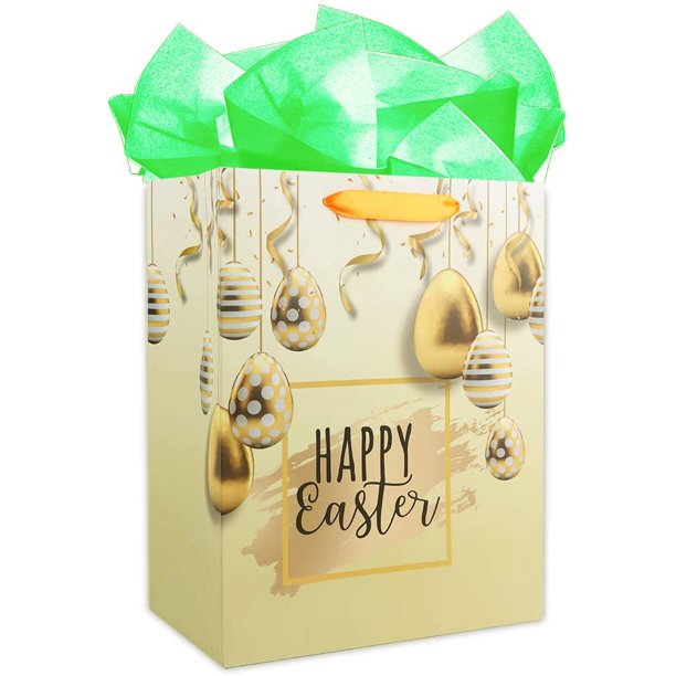 Facraft Easter Gift Bag With Handle 13 Large Happy Easter Paper Bags Easter Egg Gift Bag For Kids Easter Baskets Easter Egg Hunts Goodie Party Favors Walmart Com Walmart Com