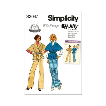 Simplicity Sewing Pattern 3047 - 1970s Misses' Pants and Jacket, Size: Y5 (18-20-22-24-26)
