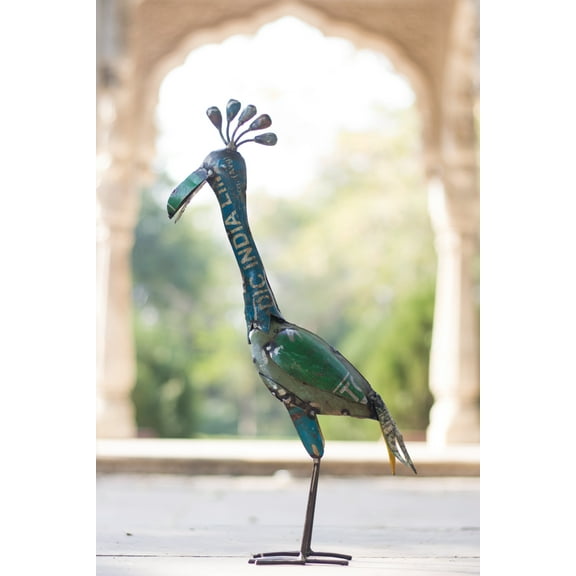 De Kulture Handcrafted Recycled Iron Peacock Decorative Collectible Figurine Showpiece Beautify Home Office Holiday Décor, 5X5.5X19 (LWH) Inches