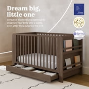 Graco Read-with-Me 4-in-1 Convertible Crib with Drawer and Removable Bookshelves, Hazelnut