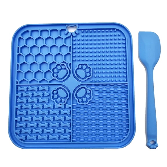 Dog Lick Mat with Suction Cups, Slow Feeder for Anxiety Relief & Puppy Enrichment Toys for Cats Blue