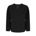 thumbnail image 3 of Enjoytime Business Casual Tops for Women Solid Color V-Neck Long Sleeve Blouses Fall Winter Fashion Work Shirts Black XXL, 3 of 4