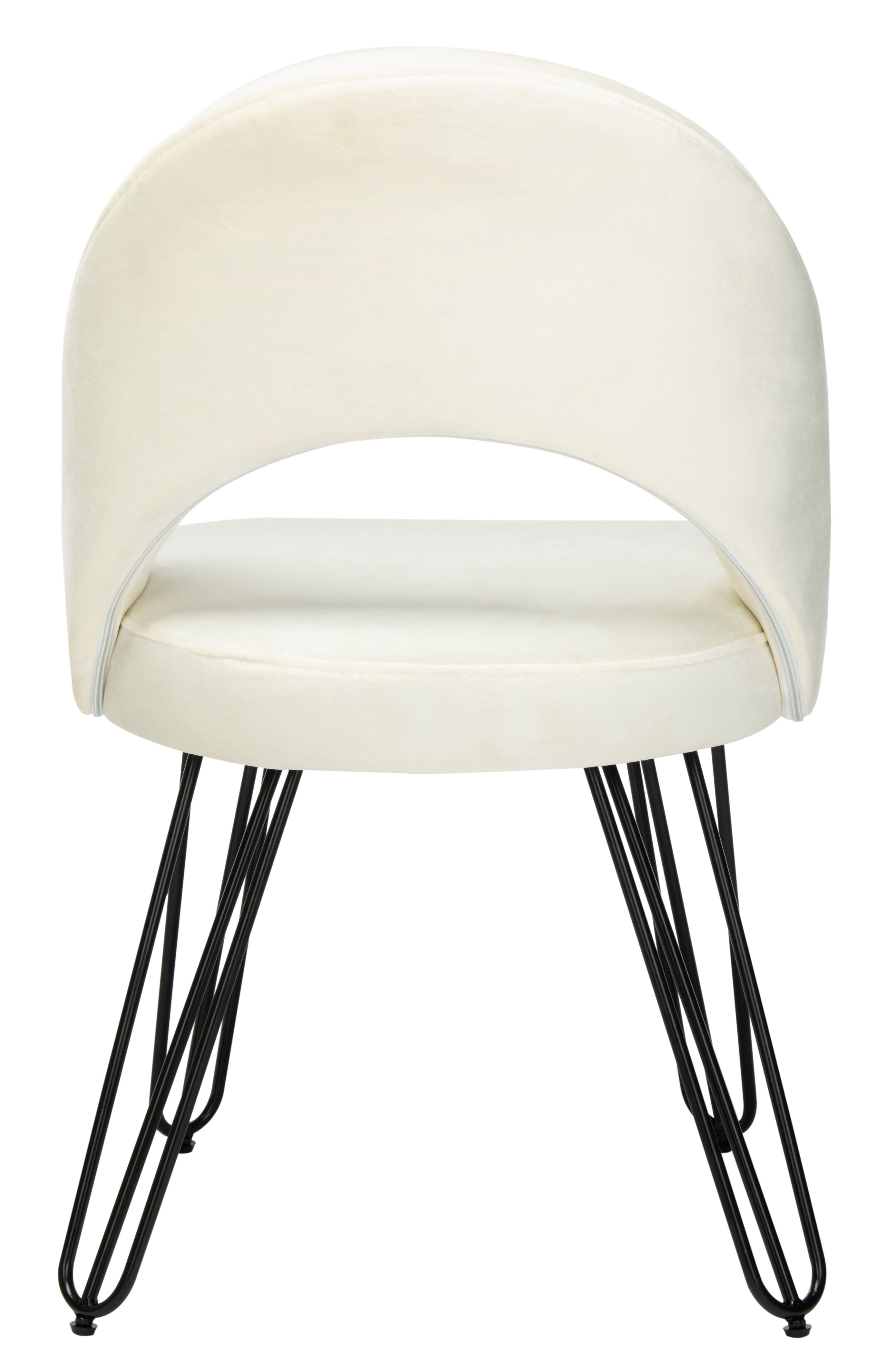 SAFAVIEH Jora Velvet Retro Dining Chair, Set of 2, Cream/Black