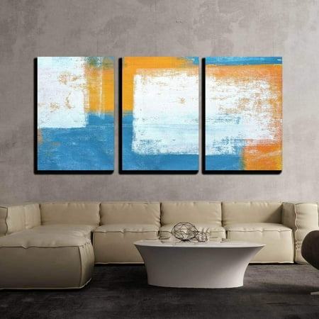 Wall26 3 Piece Canvas Wall Art Teal And Orange Abstract Art