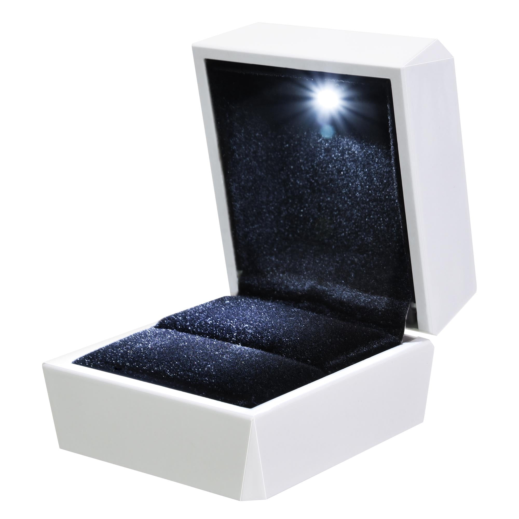 Deluxe LED Lighted Necklace Ring Box Case Velvet Jewelry Gift Wedding Proposal 