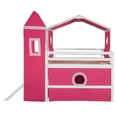 thumbnail image 4 of Harper & Bright Designs House Full Loft Bed Frame with Slide and Tent, Castle Playhouse Bed Frame with Ladders for Boys Girls, Pink, 4 of 16