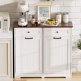 thumbnail image 2 of HARIPUL Double Tilt Out Trash Can Cabinet for 2 Bins, Hidden Garbage Can Cabinet with Drawers, Wooden Trash Bin Cabinet, 10 Gallon Trash Can Holder Cabinet for Kitchen, White, 2 of 7
