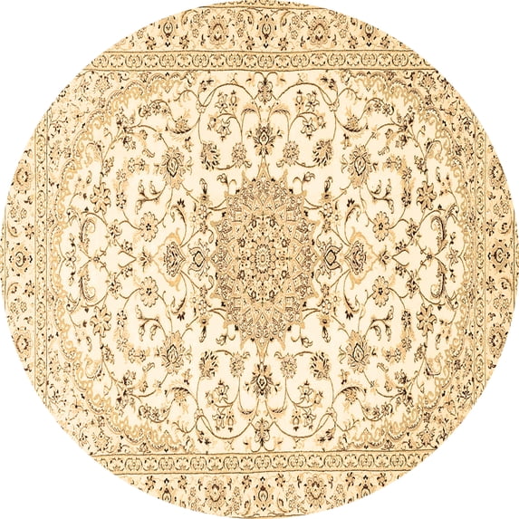 Ahgly Company Indoor Round Medallion Brown Traditional Area Rugs, 5' Round
