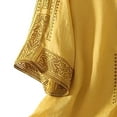 thumbnail image 4 of HLKJKLS Winter Clothing For Women Embroidered Round Neck 3/4 Sleeve Retro Casual Solid Color Transparent Cotton Linen Top Yellow M-3Xl, 4 of 4