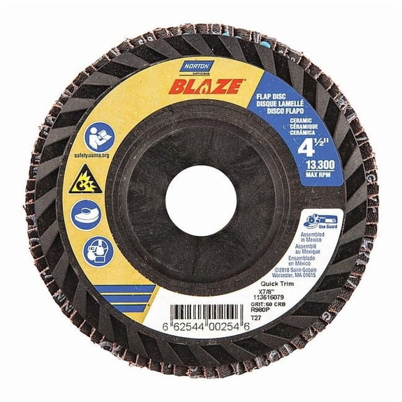 Norton Abrasives Fiber Disc,4 1/2 in Dia,7/8in Arbor 66254400254
