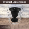 thumbnail image 4 of Pure Garden 16x18-Inch Outdoor Planter 2-Pack - Plastic Urn Planters, Black, 4 of 7