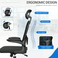 thumbnail image 3 of Furmax High Back Office Chair Ergonomic Mesh Desk Chair with Adjustable Lumber Support, Headrest and Flip up Armrest, Black, 3 of 6