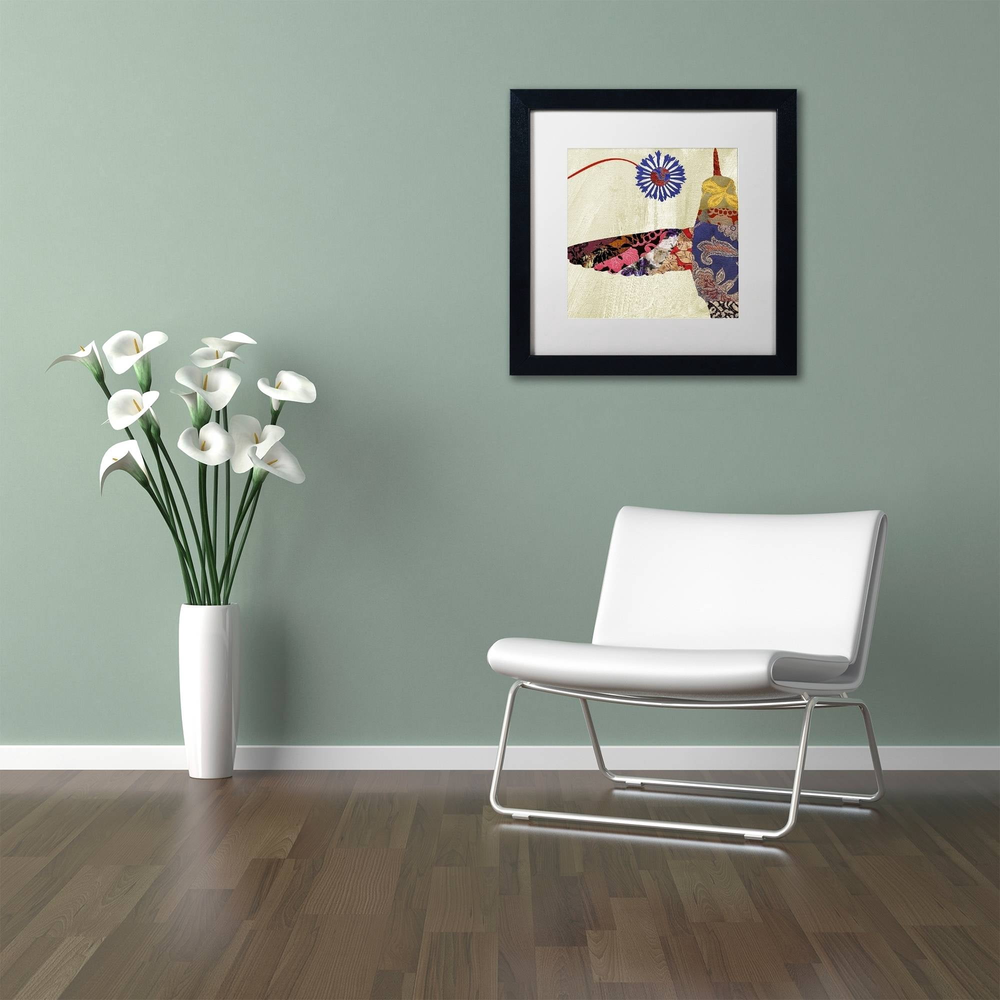 Trademark Fine Art "Hummingbird Brocade I" Canvas Art by Color Bakery White Matte, Black Frame