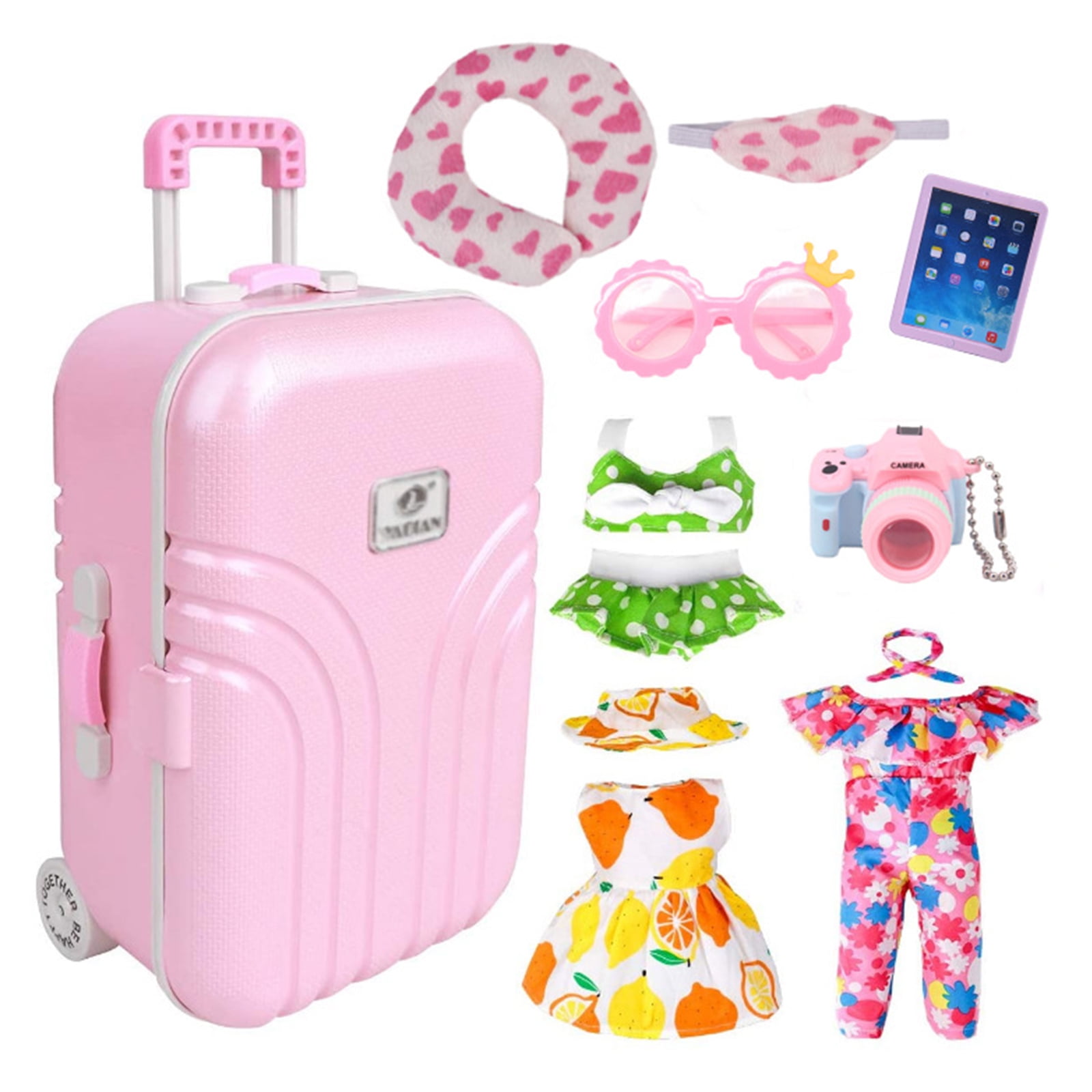 18 Doll Travel Play Set Doll Accessories with Carry on Suitcase Luggage, 3 Sets of Doll Clothes, Doll Travel Play Set Fit for American Girl Doll Accessories with Suitcase - Walmart.com