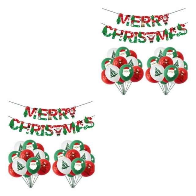 Transemion Christmas Balloon Decor Unique Patterns For Festive Vibes Christmas Decoration Party Decoration Christmas Banner multicolor 1 Banner+20 Balloons 2Set