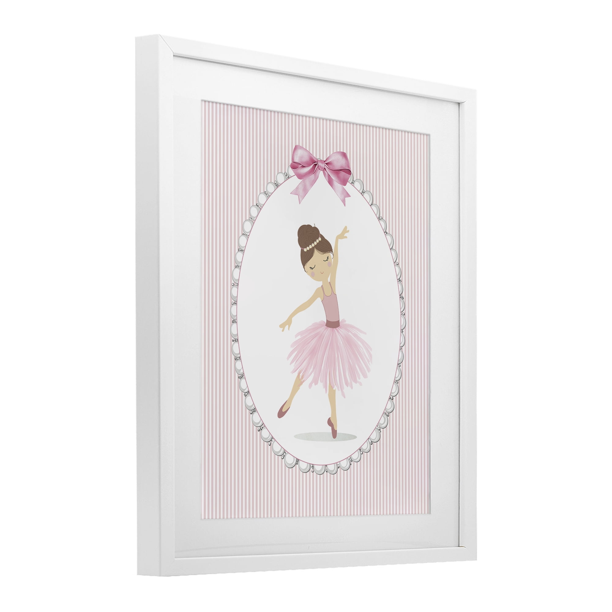 Stupell Industries Delicate Dance on Stripes White Framed Print Under Glass, design by Christine Simpson Art