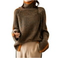 thumbnail image 2 of Turtleneck Sweaters for Women Oversized Fit, Womens Colorblock Trendy Loose Knitted Pullover Long Sleeve Jumpers (XL, Brown), 2 of 7