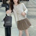 thumbnail image 3 of Suéter tipo cárdigan de punto trenzado con lazo corto y estilo suave de manga larga para otoño e invierno, nuevo, para mujer, 3 of 5