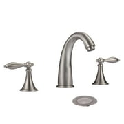 Wovier Brushed Nickel Widespread Bathroom Sink Faucet with Supply Hose,Two Handle Three Hole Lavatory Faucet,Basin Mixer Tap With Pop Up Drain
