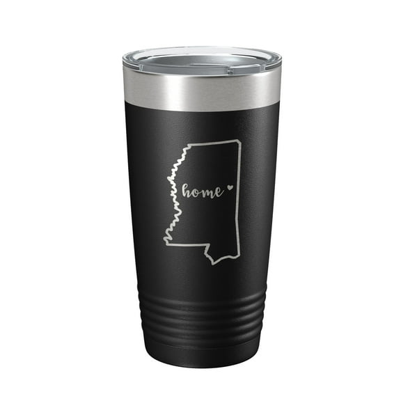 Mississippi Tumbler Home State Travel Mug Insulated Laser Engraved Map Coffee Cup 20 oz Black