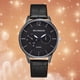thumbnail image 3 of Reloj de pulsera de cuarzo con esfera redonda para hombres y mujeres: edición negra, elegante reloj informal de cuero, 3 of 3