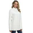 thumbnail image 5 of PrettyGuide Women's Tunic Sweater Cable Knit Mock Neck Pullover Long Sweater Tops, 5 of 6