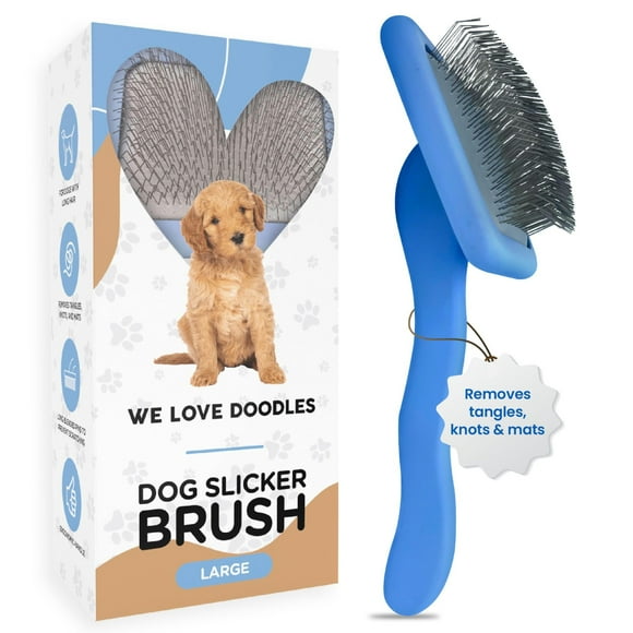 We Love Doodles Dog Slicker Brush for Grooming Pet Hair - Best Brushes For Poodle & Golden Doodle - Long Haired Brush For Dogs - Goldendoodle Lo