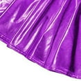 thumbnail image 6 of RYRJJ Women's Shiny Metallic Wet Look Stretchy Flared Mini Skater Skirt High Waisted Nightclub Party Pleated Skirts for Women(Purple,S), 6 of 7