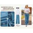 thumbnail image 4 of TEMOFON Sweatpants for Women Wide Leg Pants Fall Sweatpants with Pockets Elastic Waistband Comfy Pants Women Winter Lounge Pants Blue M, 4 of 8