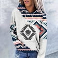 thumbnail image 3 of Scyoekwg Womens Long Sleeve Tops Trendy Hooded Crewneck Sweatshirts Color Contrast Ethnic Style Printing Tops Graphic Tee Lightweight Loose Fit Casual Ladies Tops #C01-Watermelon Red M, 3 of 5